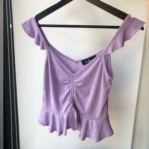 Lavender women’s ruched ruffle top